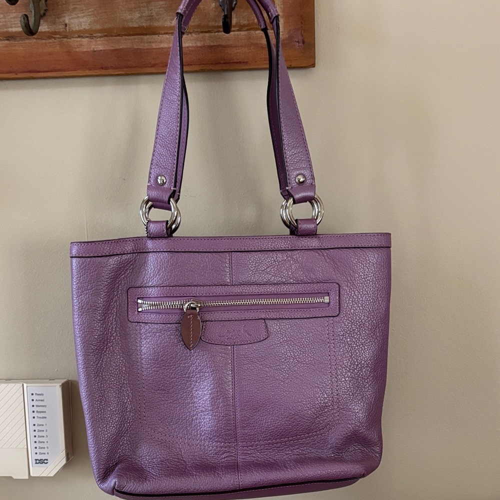 COACH Penelope Lavender Leather Tote Handbag.